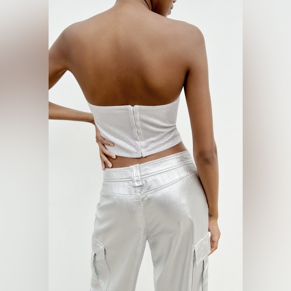 Zara Rhinestone Strapless Top - Picture 6 of 9